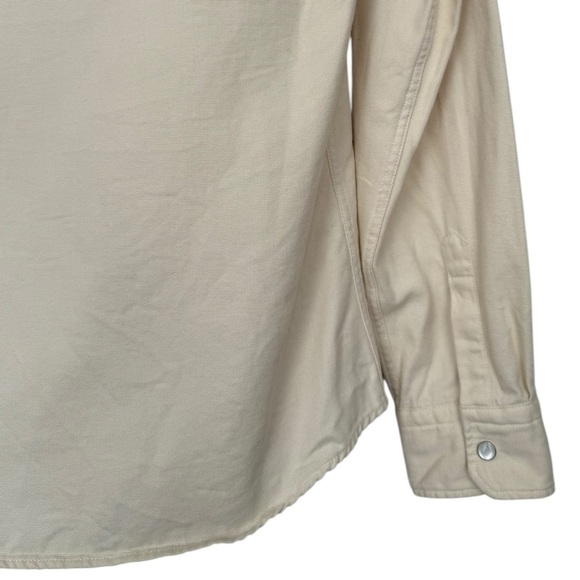 Reiss Bairstow Western Twin Pocket Overshirt Size Small Cream Snap Button Cotton - Picture 6 of 7
